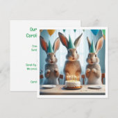 かわいいウサギの誕生日招待状 招待状 (正面/裏面)