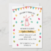 かわいいウサギの誕生日 招待状 (正面)