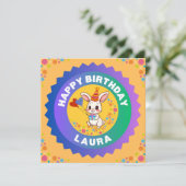 かわいいウサギの誕生日 招待状 (スタンド正面)