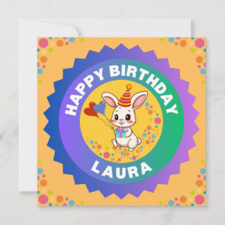 かわいいウサギの誕生日 招待状