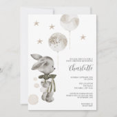 かわいいウサギの赤ちゃんのお祝い 招待状 (正面)