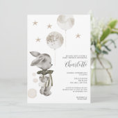 かわいいウサギの赤ちゃんのお祝い 招待状 (スタンド正面)