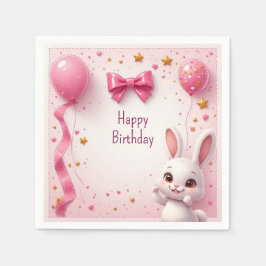かわいいウサギの赤ちゃんのお誕生日おめでとう🐰 スタンダードカクテルナプキン