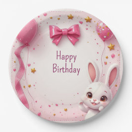 かわいいウサギの赤ちゃんのお誕生日おめでとう🐰 ペーパープレート
