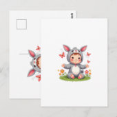 かわいいウサギの赤ちゃんのキャラクターポストカードの説明 ポストカード (正面/裏面)