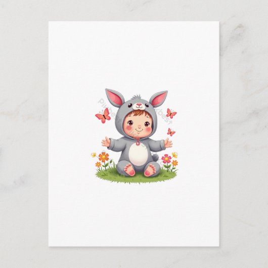 かわいいウサギの赤ちゃんのキャラクターポストカードの説明 ポストカード (正面)