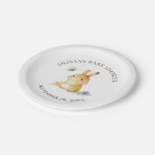 かわいいウサギの赤ちゃんシャワーニュートラルパーソナライズされた ペーパープレート (アングル)