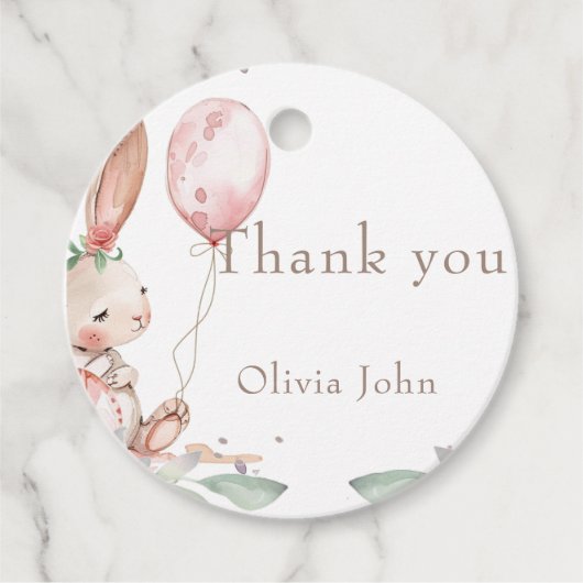 かわいいウサギの赤ちゃんシャワー フェイバータグ (正面)