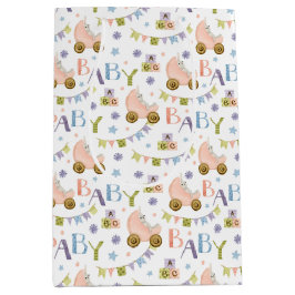 かわいいウサギの赤ちゃんシャワー ミディアムペーパーバッグ