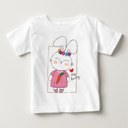 かわいいウサギの赤ちゃん ベビーTシャツ (正面)