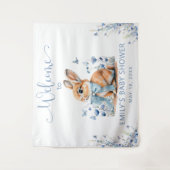 かわいいウサギの野の花 赤ちゃん歓迎のサイン タペストリー (正面)