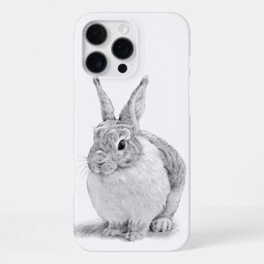 かわいいウサギの鉛筆画 iPhoneケース (裏面)