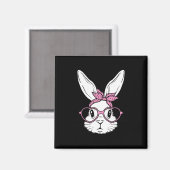 かわいいウサギの顔とンダナのハートのイースターグラス マグネット (正面/裏面)