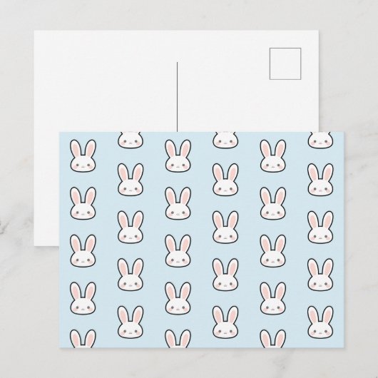かわいいウサギの顔のウサギ柄 ポストカード (正面/裏面)