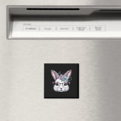 かわいいウサギの顔の女の子、ハッピーイースター マグネット (インサイチュ (食洗機))