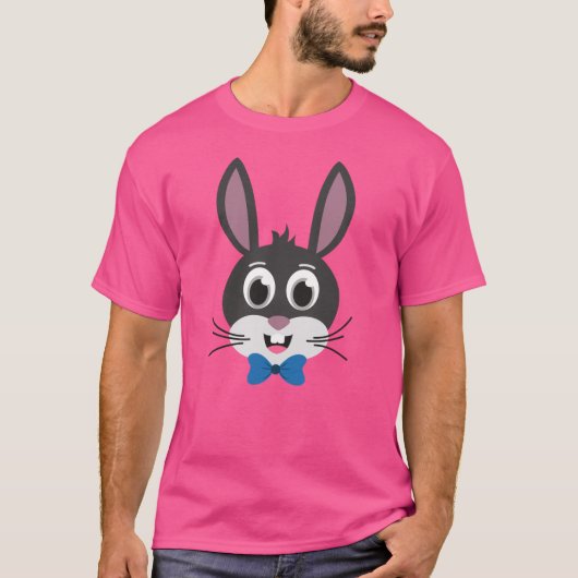 かわいいウサギの顔の少年 カートゥーン イースター ラビット Tシャツ (正面)