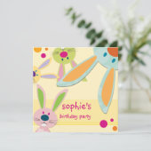 かわいいウサギの顔出し！子供の誕生日パーティーに招待だよ 招待状 (スタンド正面)