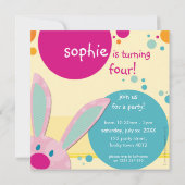 かわいいウサギの顔出し！子供の誕生日パーティーに招待だよ 招待状 (裏面)