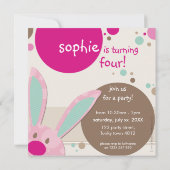 かわいいウサギの顔出し！子供の誕生日パーティーに招待だよ 招待状 (裏面)