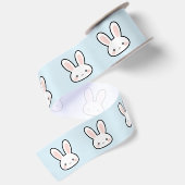 かわいいウサギの顔 ウサギの模様 サテンリボン (裏面)