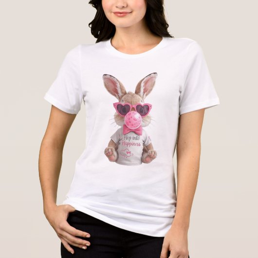 かわいいウサギの風船ガムTシャツ トライブレンドTシャツ (正面)
