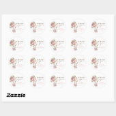 かわいいウサギの風船 | ピンクの女の子の赤ちゃんシャワー ラウンドシール (シート)