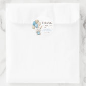 かわいいウサギの風船 | ブルーボーイベビーシャワー ラウンドシール (バッグ)