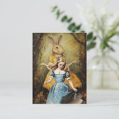 かわいいウサギの黄色とヴィンテージアリス ポストカード (スタンド正面)