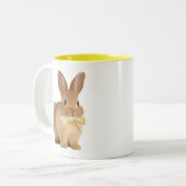 かわいいウサギの黄色のマグカップ ツートーンマグカップ (正面左)