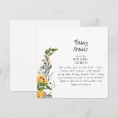 かわいいウサギひまわり赤ちゃんシャワー 招待状 (正面/裏面)