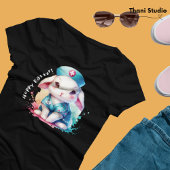 かわいいウサギナースホッピイースター&名前をカスタムするブラック Tシャツ