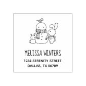 かわいいウサギニンジンを雪だるまに ラバースタンプ (インプリント)