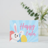 かわいいウサギハッピーイースターはがき ポストカード (スタンド正面)