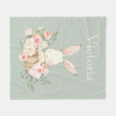 かわいいウサギパーソナライズされたグモダンリーン フリースブランケット (正面(横))