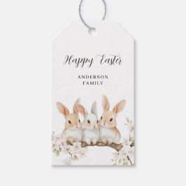 かわいいウサギフローラ水色イースター ギフトタグ