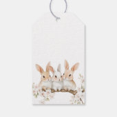 かわいいウサギフローラ水色イースター ギフトタグ (裏面)