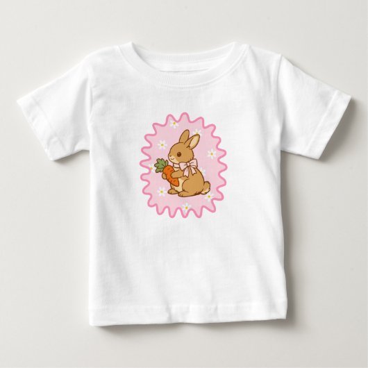 かわいいウサギ人参春の花 ベビーTシャツ (正面)
