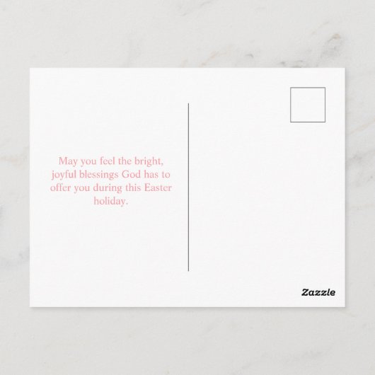 かわいいウサギ保持ブルーピンクイースターエッグホリデー ポストカード (裏面)