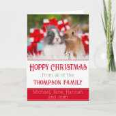 かわいいウサギ写真ホッピーのクリスマスフォールディング カード (正面)
