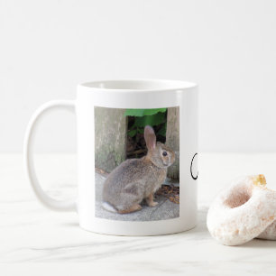 かわいいウサギ写真モノグラム コーヒーマグカップ