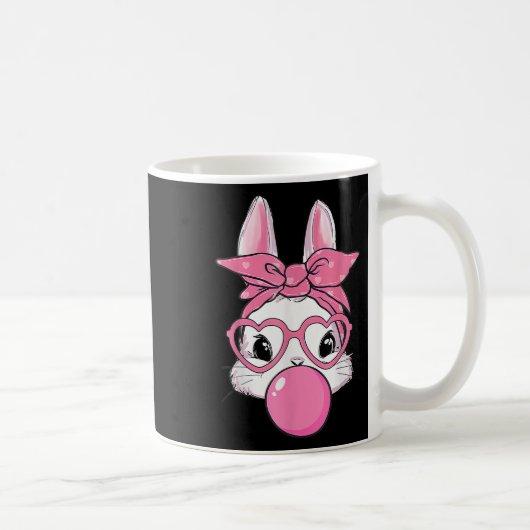 かわいいウサギ吹バブルガムイースターデー コーヒーマグカップ (右)