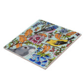 かわいいウサギ壁画フローラアクアバックグラッドトップハーフ タイル (側面)