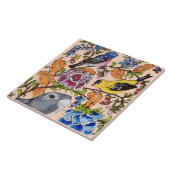 かわいいウサギ壁画フローラピンクバックグラッドトップハーフ タイル (側面)