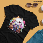 かわいいウサギ弁護士ホッピー復活祭名前をカスタムするブラック Tシャツ