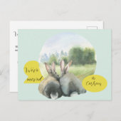 かわいいウサギ引越しハウスニューアドレス 案内ポストカード (正面/裏面)