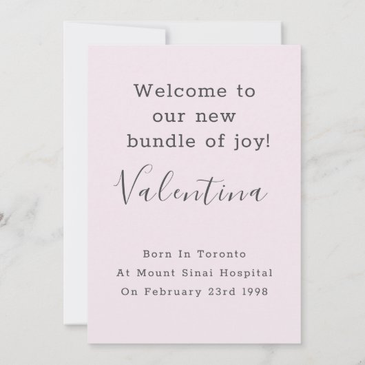 かわいいウサギ最初のイースターウェルカムフォトベビー誕生 案内状 (裏面)