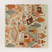 かわいいウサギ村パズル。 ジグソーパズル (横)