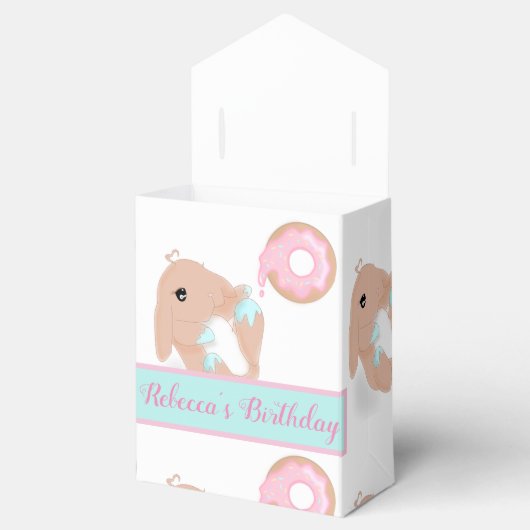 かわいいウサギ漫画ピンクの女の子の誕生日パーティー フェイバーボックス (オープン)