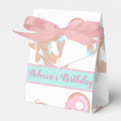 かわいいウサギ漫画ピンクの女の子の誕生日パーティー フェイバーボックス (正面サイド)