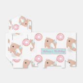 かわいいウサギ漫画ピンクの女の子の誕生日パーティー フェイバーボックス (折り畳みなし)